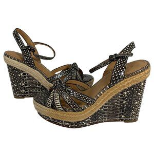 COACH Dalton Snakeskin / Braided Jute Espadrille Wedge Sandals Womens SZ 6 FLAW